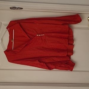 EUC Anthropologie Pilcro Pintucked Red Button Down Blouse